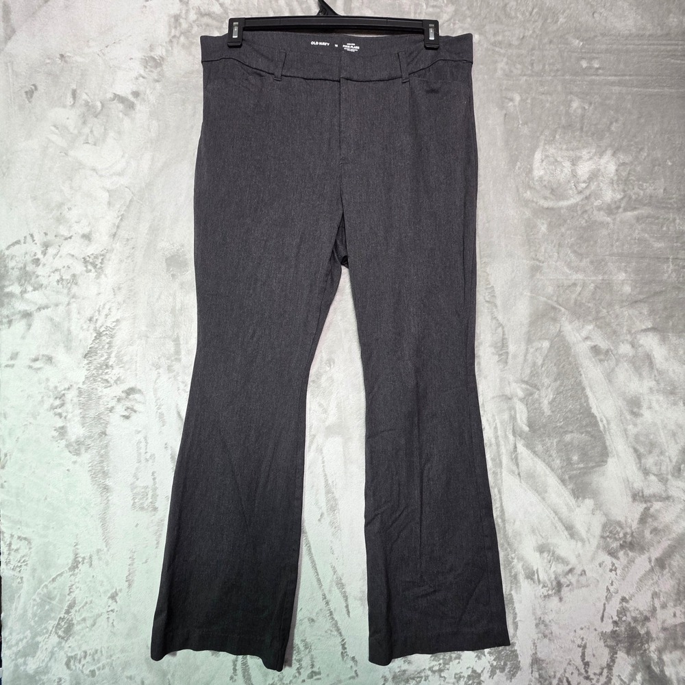Old Navy Womens High Rise Pixie Flare Pants Gray Stretch Dress Trousers Size 16